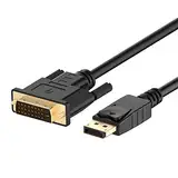 Rankie Verbindungskabel, DisplayPort auf DVI, Vergoldet 1080P DisplayPort DP auf DVI Kabel, 1,8m, Schwarz, mit Laptop