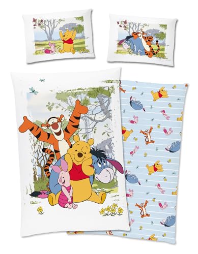 Disney Winnie The Pooh Bettwäsche 40x60 + 100x135cm 100% Baumwolle mit Reißverschluss