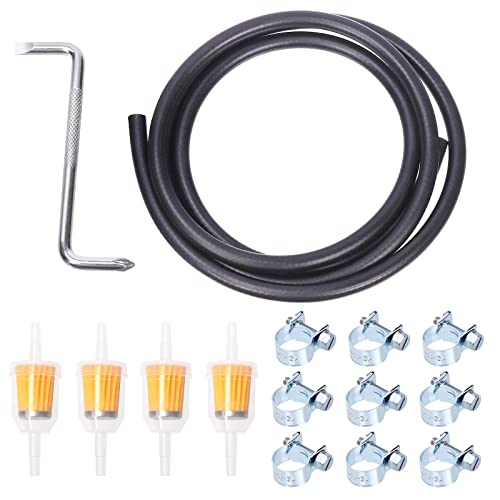 Glarks 16Pcs 6 Feet Length 5/16" ID Fuel Line and Fuel Filters and Mini Fuel Injection Hose Clamps with Wrench Assortment Kit Compatible with Kawasaki Kohler Briggs & Stratton Most Small Engines