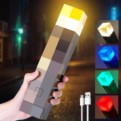 Afenau Wall Fackel Nachtlicht, 4 Farben 28cm Craft Fackel Lampe, Nachtlampe Wiederaufladbare, 3D Torch Lamp Flamme Nachahmen, Hand/Wandhalterung Beleuchtung Geschenke für Kinder [Energieklasse A]