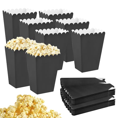 50 Stück Popcorn-Boxen, Klein Weiße Popcorn Boxen Popcorn Container, Popcorn Tüten Candy Container, Wird um Snacks, Popcorn und Süßigkeiten in Theatern Kinos und Karneval zu Süßigkeiten (Schwarz)