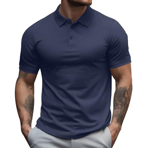 Poloshirt Herren Kurzarm Shirt Atmungsaktives Golf Polo Shirt Männer Sommer Shirts Sport Basic Slim Fit Tshirt Polohemd Einfarbig T-Shirts Elastisches Polohemd Golf Shirts Regular Fit