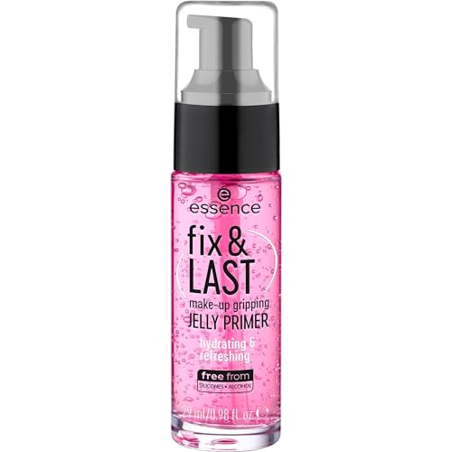 essence fix & LAST make-up gripping JELLY PRIMER, Pink, feuchtigkeitsspendend, langanhaltend, natürlich, vegan, ohne Alkohol, ohne Parabene, ohne Mikroplastikpartikel, 1er Pack (29ml)