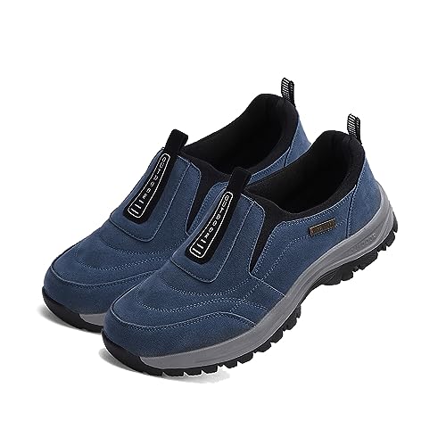 sPeesy Orthopädische Schuhe Herren leichte Schuhe Herren Sneaker Outdoor Wanderschuhe Herren wasserdicht extra weit Leinenschuhe wasserdicht Walking Schuhe Hallux valgus Schuhe (Color : Blue, Size :