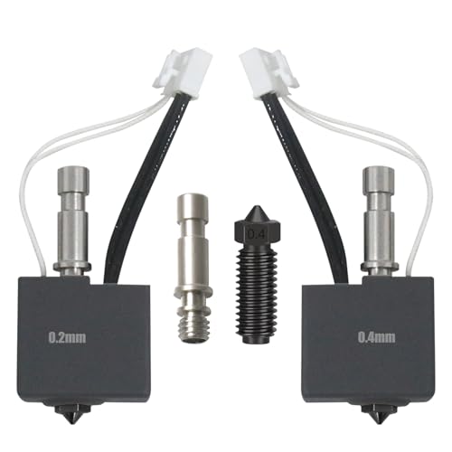JUUPINE original 3D Printer Kobra S1 Extruder Hot End Kit (2 Print Heads Pre-installed) Cobra S1 Combo Print Head Kit includes 1 Hardened Steel 0.4mm Nozzle and a Replaceable Titanium Throat
