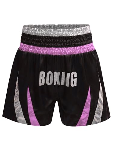 CHICTRY Muay Thai Short Kinder Muay Thai Hose Junior Jungen Und Mädchen Kickboxen Hose Für Kampfsport Käfigkampf Und Training Rosa und Silber 122-128