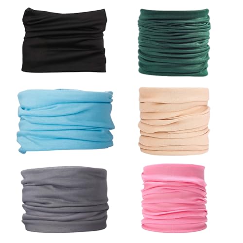 Generisch 6-teiliger Satz nahtloser multifunktioneller Schal, elastischer Multifunktionsmasken-Sportkopfschutz, Laufschal; mehrfarbig (grün, schwarz, blau, rosa, khaki, grau)