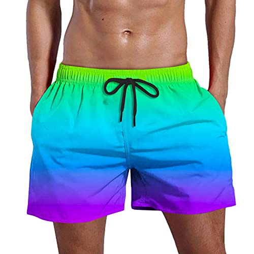 Herren Shorts Sommer Modische Bequeme Herren-Strandhose mit Farbverlauf Atmungsaktiv Strand Shorts Schwimmshorts Badeshorts Männer Kurz Hose Herren Sport Shorts Badehose für Herren