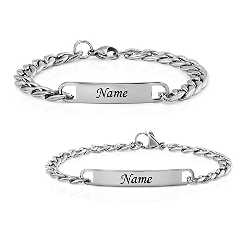 Armbander mit Gravur | Personalisiertes Armband für Paare | Armband mit Gravur | Pärchenarmband | Namensarmband | Silberarmband für Herren & Damen