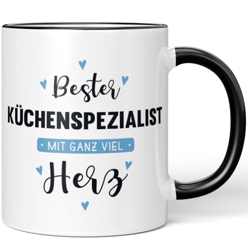 JUNIWORDS Tasse, Bester Küchenspezialist, mit ganz viel Herz, Schwarz (6051584)