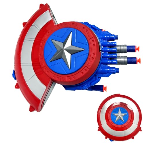 Captain America Shield Launcher, Captain America Schild Weiche Bullet Launcher Spielzeug, Defensive Shield and Shield Launcher, Superhero Dress Up Costumes, Cosplay Requisiten Geschenk für Kinder