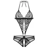 Sexy Dessous Damen, Sexy Damen Dessous Set, Erotische Translucent Lingerie Nachtwäsche Reizwäsche BH und Höschen Bodysuit Sets, Tiefer V-Ausschnitt Reizwäsche One Piece Erotische Lingerie Negligee