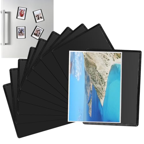Tikplus 10 Stück Magnet Bilderrahmen, 6.5x9cm Magnetische Fototaschen, Magnetischer Bilderrahmen für Fotos, Postkarten, Schwarze Fotoschutzhüllen Magnetische, Fotomagnete Selbst Gestalten für DIY