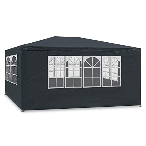 MaxxGarden Partyzelt - Festzelt - Bierzelt - 3x4m - 12m² Pavillon mit 4 aufrollbaren Seitenwänden - Wasserabweisend - UV-Schutz 50+ - Anthrazit