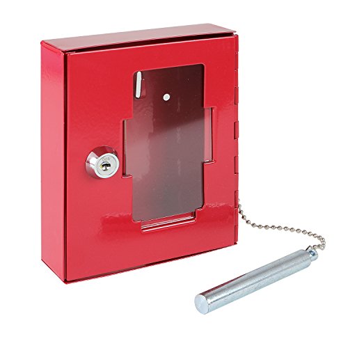 HMF 1021-03 Notschlüsselkasten mit Glasbruchhammer 15,0 x 12,0 x 4,0 cm, RAL 3001 rot