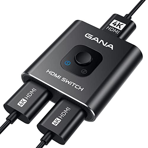 HDMI Switch HDMI Splitter 4K60Hz, GANA Ultradünn Aluminium Bidirektional HDMI Switch 2 in 1 Out oder 1 in 2 Out HDMI Verteiler Unterstützt UHD 4K für Xbox PS4 HDTV Blu-Ray DVD