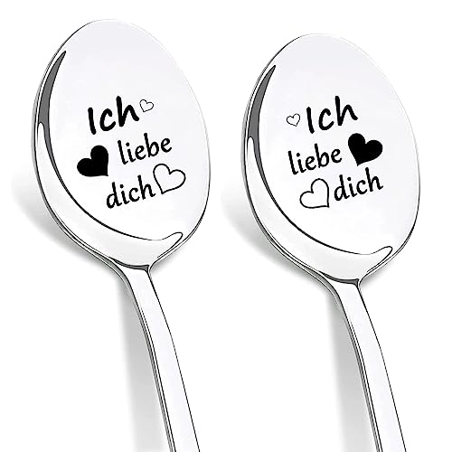 DIKARIYA Ich Liebe Dich Löffel, Kaffeelöffel mit Gravur, Weihnachten Geschenke für Frauen Ehefrau, Ich Liebe Dich Geschenke für Männer, Liebeslöffel Kleine Geschenke für Freundin Paare Mann Weihnachts