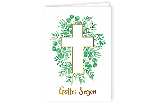 Friendly Fox Christliche Grußkarte Gottes Segen, 1x Klappkarte mit Kraftpapier Umschlag, ideal als Karte Taufe Kommunion Konfirmation Hochzeit