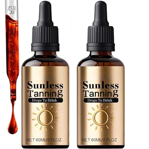 Sunless Tanning Drops To Drink, Bräunungstropfen Zum Trinken, Natürliche Tanning Drops Trinken, Selbstbräuner Für Körper Und Gesicht, Ohne Sonnenschäden, Schnelle Bräunung (2-PCS)