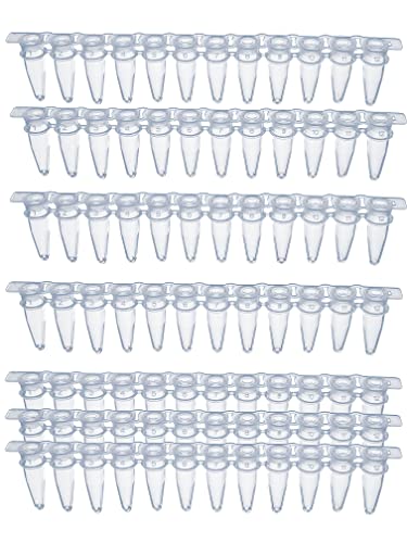 MUHWA 0,2 ml PCR-Tube mit dünner Wand, Streifen mit 12 Tuben mit Kappe, flache Kappen, 200 Streifen