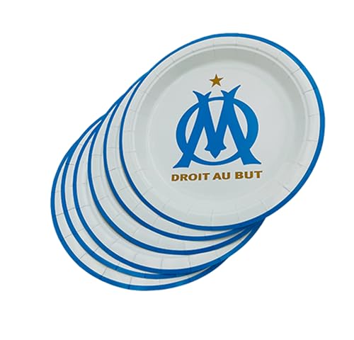 OLYMPIQUE DE MARSEILLE 6 x Einwegteller OM – offizielle Kollektion 23 cm