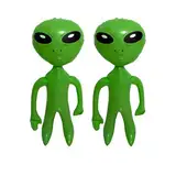 Packung mit 2 aufblasbaren Aliens, 64 cm, Grün