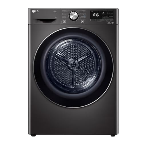 LG RT80V9B, Klasse A+++,Trockner 8 kg, Wärmepumpentrockner mit Kurzprogramm, Trockensensor, Trommelmaterial aus Edelstahl, 60 x 69 x 85 cm ꟷ Schwarz