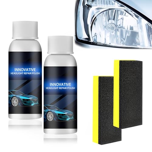 Ycaaeo 2PCS × 50ml Reparatur-Flüssigkeit für Autoscheinwerfer, Auto Polieren Flüssigkeit, 2024 New Scheinwerfer Reiniger, Car Headlight Repair Fluid, Beschichtungslösung zur Reparatur von Kratzern