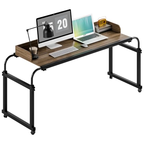 gihusrzx 40 cm Überbetttisch mit Trennwand, Getränkehalter, längenverstellbar, über Bett, Schreibtisch, Kingsize-Bett, Laptop-Tisch, Überbett-Tisch, Überbetttisch, mit 360-Grad-Rollen, 120 cm