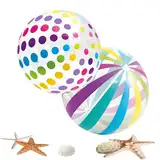 2 Stück Wasserball, 40cm Wasserball Aufblasbar, Wasserball Kinder, Bunt Gestreifter WasserbäLle, Aufblasbarer Ball, Strandball Aufblasbar, Strandball, Klein Schwimmbad Pool Strand Spielzeug Ball