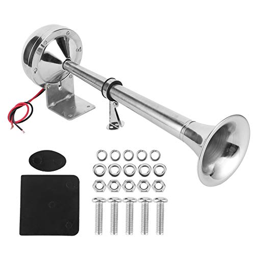 Akozon Boat Horn Wasserdichter Edelstahl 124 V Bootsschiff Trompete aus rostfreiem Stahl mit niedrigem und hohem Ton