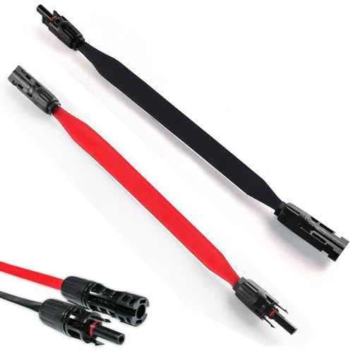 Riisoyu 2 Stück Solarkabel Fensterdurchführung, 35cm Solarpanel Flachkabel 6mm² mit Stecker und Kupplung MC4 kompatibel Solarkabel Fensterdurchführung Flexibel für Solarmodulen und Wechselrichtern