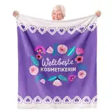 Facepot Kosmetikerin Geschenk Kuscheldecke (130x150cm) - Geschenke für Beauty-Expertin zum Geburtstag, Ruhestand, Jobwechsel oder Danke - Weltbeste Kosmetikerin