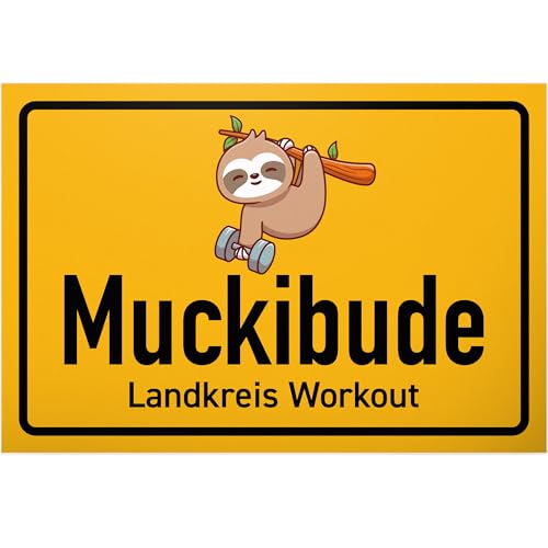 DankeDir! Muckibude Landkreis Workout - Schild 30 x 20 cm - Geschenkidee Freunde Partydeko Deko Geschenk - Geburtstagsgeschenk Pumper Türschild Gym lustiger Spruch Fitness