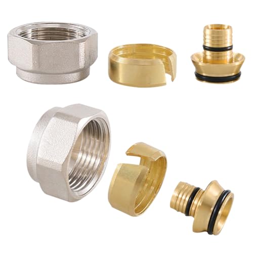 2 Stück Klemmringverschraubung 16x2mm, Messing Klemmringverschraubungen für Heizrohr und Verteiler, Klemmringverschraubung für Hahnblöcke und Fußbodenheizung 3/4 '' Eurokonus,für Heizungs-Rohrsysteme