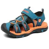 SAGUARO Jungen Sandalen mit Geschlossene Zehe Mädchen Sommer Trekkingsandalen Atmungsaktiv Rutschfest Kinder Sanldalen für Outdoor Sport Cyan 32 EU