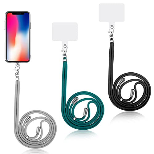 ALTcompluser 3 Stück Handykette und 3 Stück Universal Telefon Patch, Handy Lanyard Pads Handyband Patch Schlüsselband Karabiner Handy Kette zum Umhängen für die Meisten Smartphones