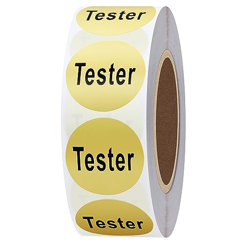 Hylabelest Kosmetiktester-Aufkleber, rund, goldfarben, metallisch, 20 mm, insgesamt 500 Klebeetiketten pro Rolle (Gold)