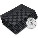 ZOLLNER 6er Set Geschirrtücher Baumwolle in 65x65 cm - extrem saugstarke und robuste Küchentücher - waschbar bis 60°C – in schwarz kariert - Gastronomiequalität - Oeko Tex® Zertifiziert