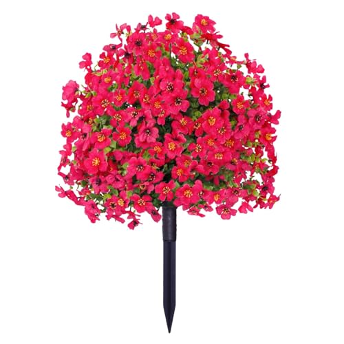 Künstliche Blumen Kunststoff Gefälschte Blumen mit Stacheln Realistischer Dekorationspflanze für Garten und Terrasse Künstliche Pflanzen -beständig für Indoor Freien Garten Vase Tisch (Rosenrot)