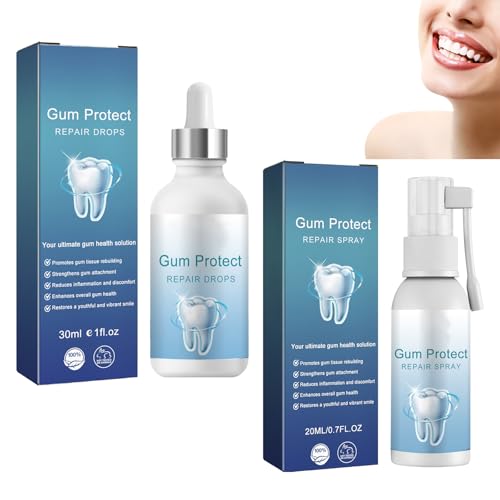 Zahnfleischrückgang Zahnfleisch Aufbau Gum Protect Repair Gel Zahnfleisch Gel Zahn Fleischre Generation Spray Enthält Zahnfleischpflegespray 20ml und Zahnfleischpflegetropfen 30ml
