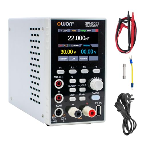 OWON SPM3051 2-in-1 DC Netzteil und Multimeter,Labornetzteil (0-30V,0-5A), DC Labornetzteil Programmierbares mit 150W Ausgangsleistung 2.8-Zoll LCD Display,Digital Multimeter