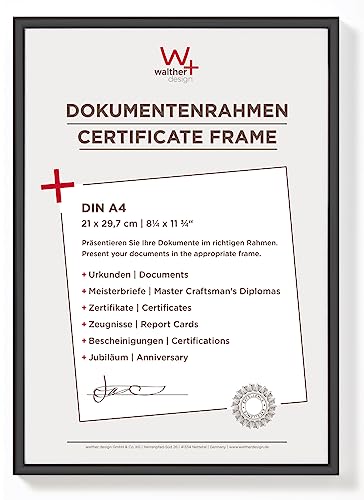 walther design Bilderrahmen schwarz 21 x 29,7 cm (DIN A4) New Lifestyle Kunststoffrahmen KV130B