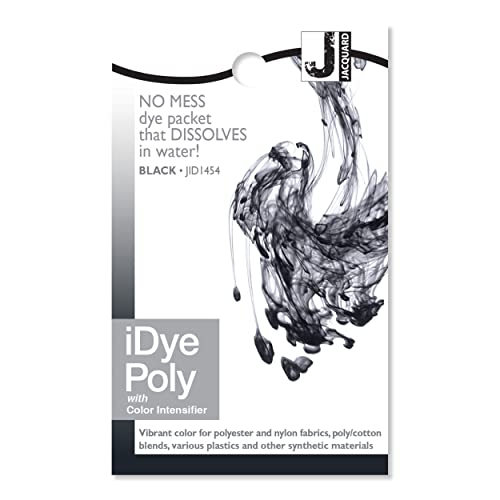 Jacquard iDye Poly-Gewebefarbe Schwarz für Natur-, Synthetik-, Polyester- und Mischtextilfasern, 14 g, kein Durcheinander, Packung