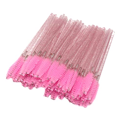 Rofitbest Einweg-Kristall-Augenpinsel, Pinsel Mascara Zauberstäbe, Wimpernmascara-Bürsten, Augenwimpern-Applikator-Pinsel (50 PCS, Rosa)