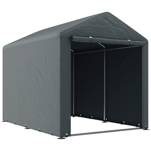 Outsunny Garagenzelt, 1,6 x 2,18 x 1,72 m Lagerzelt mit UV-Schutz, Reißverschlusstür, Wasserabweisend Foliengarage für Gartengeräte, Motorrad, Dunkelgrau