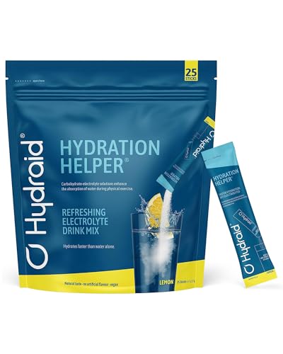 Hydraid Hydration Helper I Kohlenhydrat-Elektrolyt Pulver I verbesserte Wasseraufnahme I 25 Stück I Getränkepulver I Kalorienarm I Sport I Zitrone