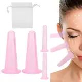 Schröpfgläser Silikon, Silikon Schröpfen, Gesicht Schröpfen Silikon Vacuum Cup 4 Stück, Cellulite Cup Schröpfmassage Tools, Gesicht Schröpfen Set für Gesicht und Augen Schröpfen Massage