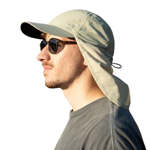 TOP-EX XL/XXL wasserdichte Baseball Cap Herren mit Nackenklappe UV-Schutz Sonnenhüte Damen, Faltbar Sommerhüte Safari Wandern Outdoor-Hut Atmungsaktiv Verstellbar Beige M/L