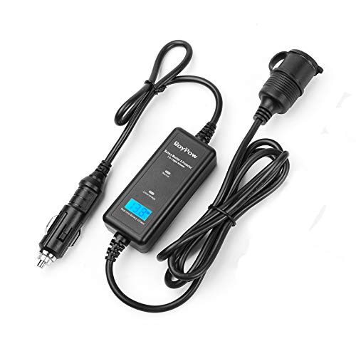 RoyPow VM10 12V 10A 120W All-in-1 Fahrzeug KFZ BATTERIE MONITOR & SCHÜTZER & Verlängerungskabel mit Zigarettenanzünder